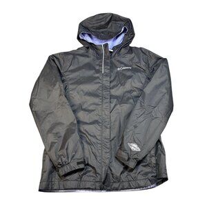 💣2/$20 Columbia Omnitech Jacket Teen Girls L‎ Hooded Nylon Rain Coat
